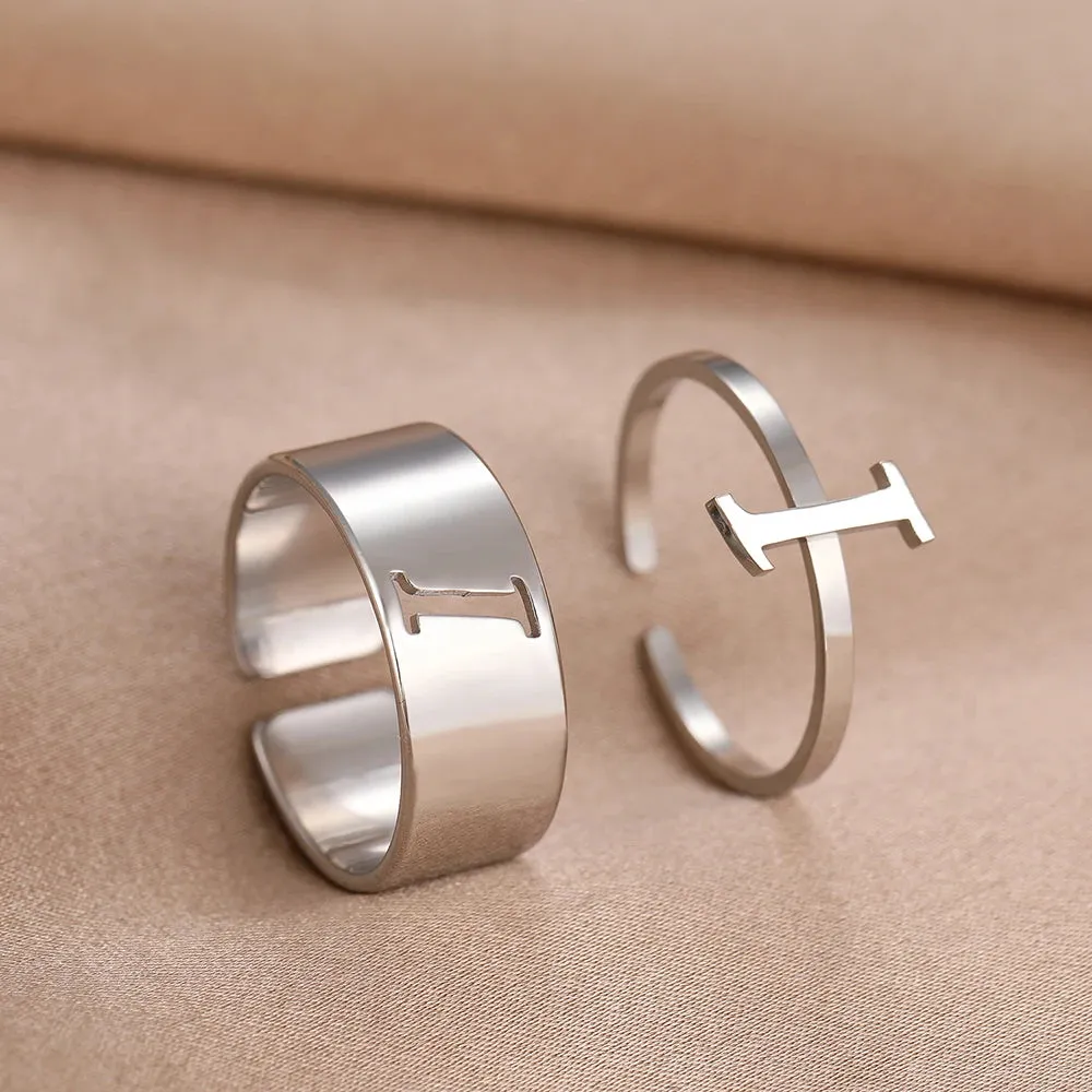Adjustable Couples Matching Letter Rings