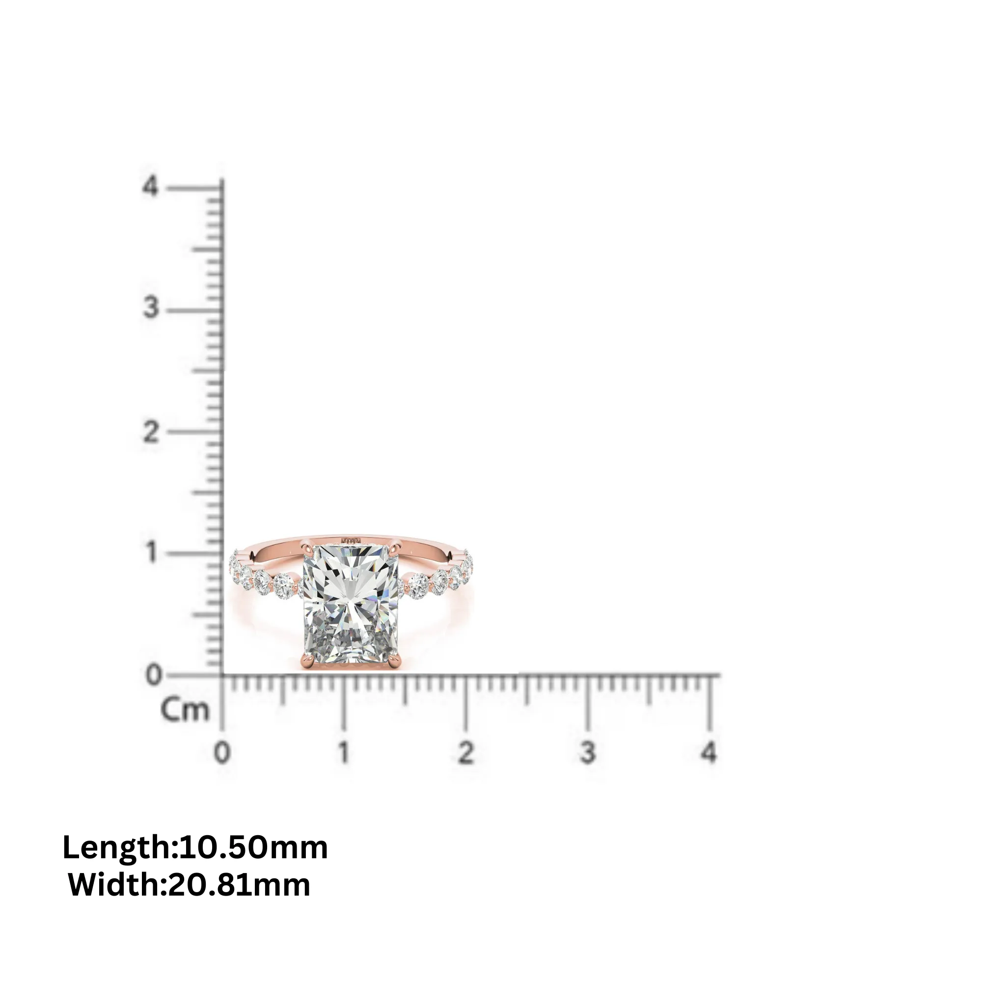 Adjustable Sterling Silver Elegant Rose Gold Radiant Cut Stone & Pave Accents Ring For Women
