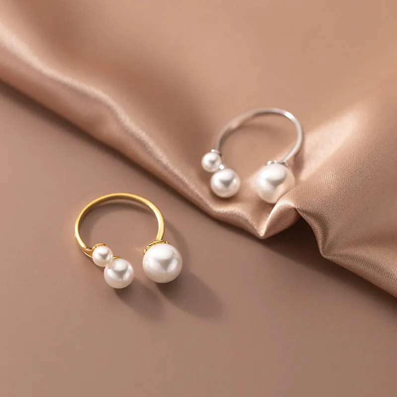 Adjustable Triangle Freshwater Pearl Ring