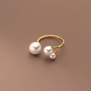 Adjustable Triangle Freshwater Pearl Ring