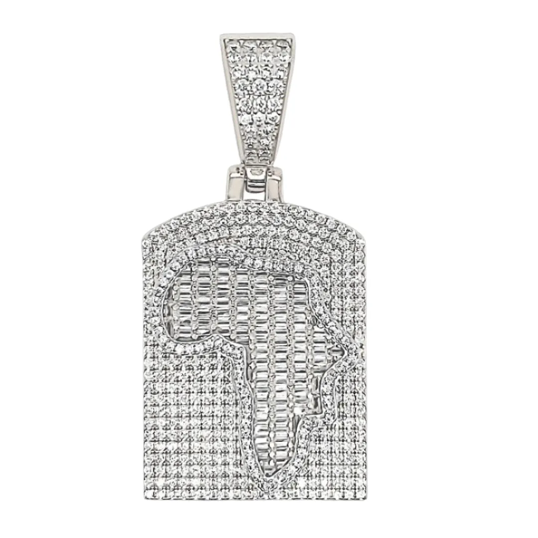 Africa Map on Iced Out Medallion Cubic Zirconia Pendant Charm - C414879