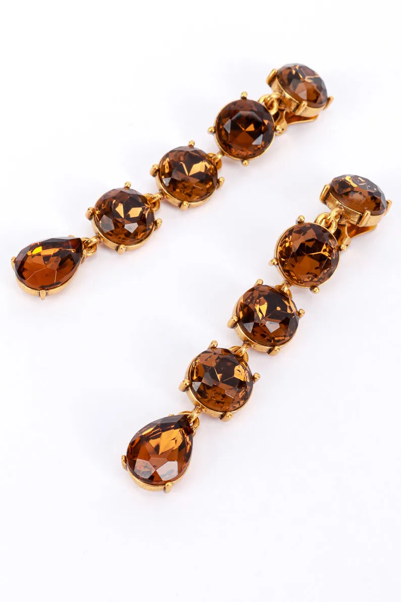 Amber Crystal Drop Earrings