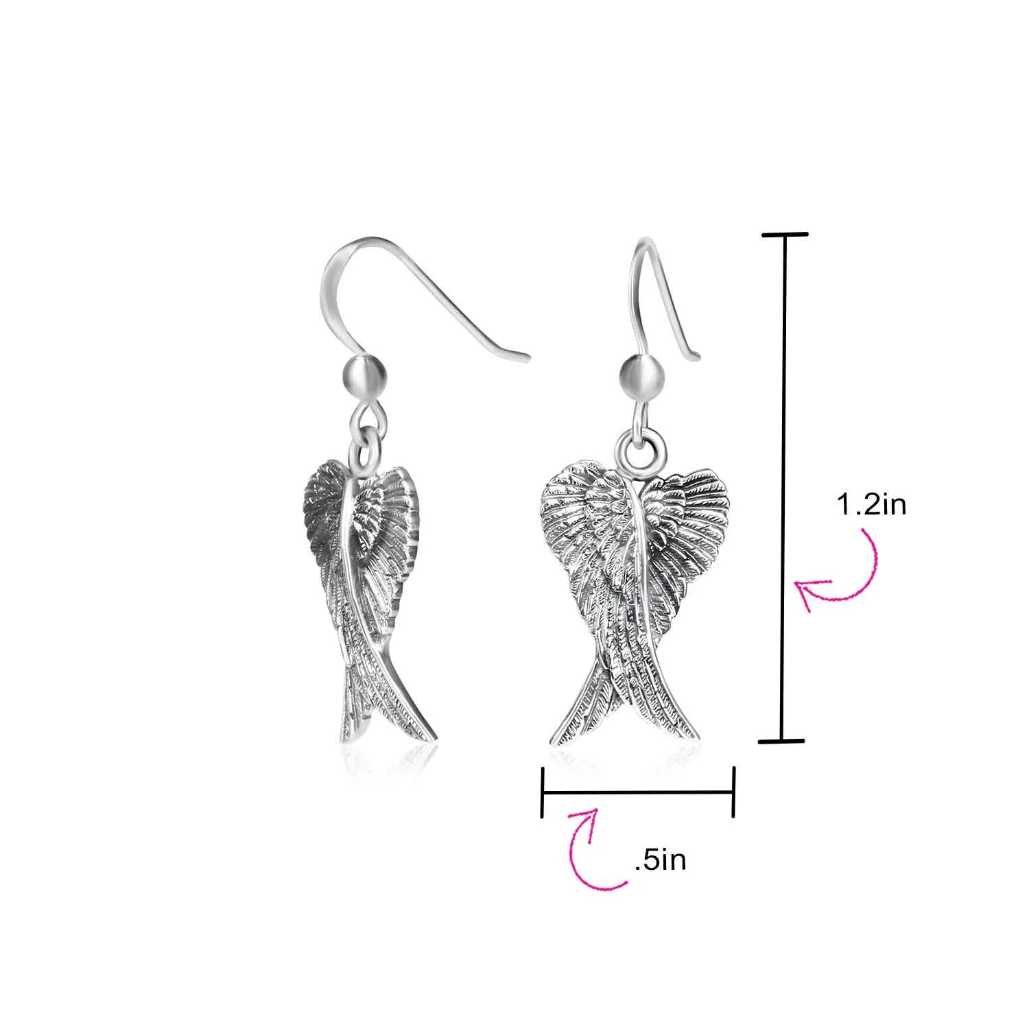 Amulet Feathered Heart Angel Wing Pendant Necklace Oxidized Sterling Silver