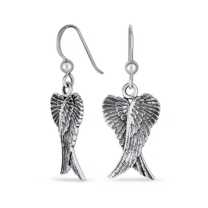 Amulet Feathered Heart Angel Wing Pendant Necklace Oxidized Sterling Silver