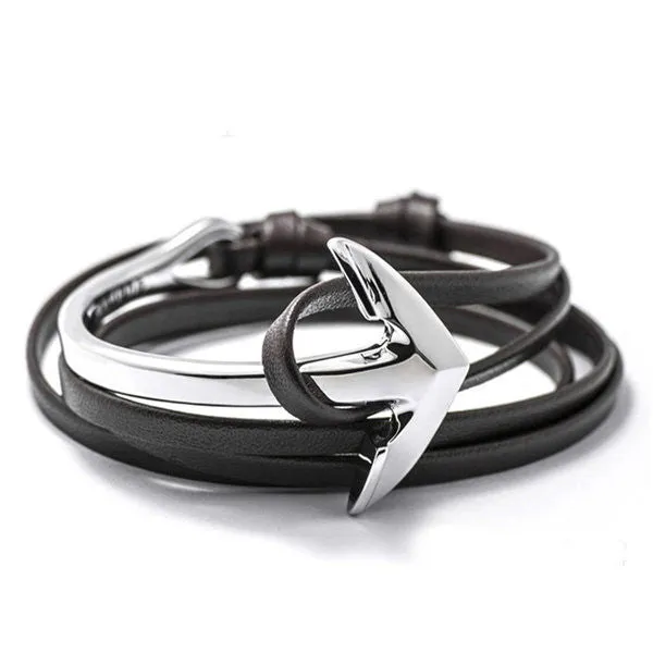 Anchor Bracelet Men Women Leather Wap Bracelets Half Bend Anchor Bangles Jewelry