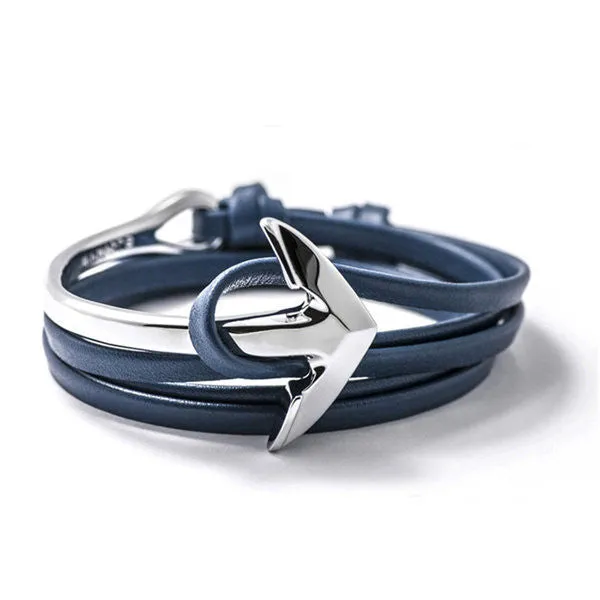 Anchor Bracelet Men Women Leather Wap Bracelets Half Bend Anchor Bangles Jewelry