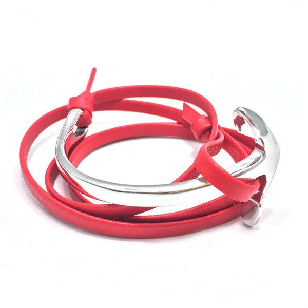 Anchor Bracelet Men Women Leather Wap Bracelets Half Bend Anchor Bangles Jewelry