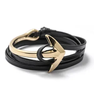Anchor Bracelet Men Women Leather Wap Bracelets Half Bend Anchor Bangles Jewelry