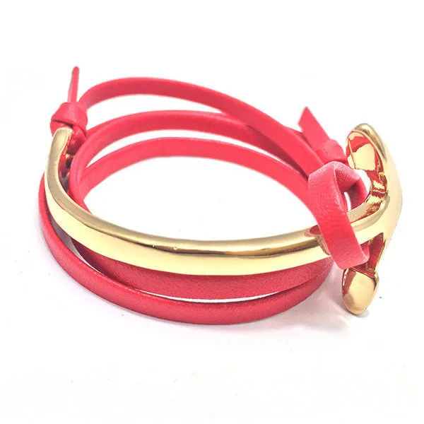 Anchor Bracelet Men Women Leather Wap Bracelets Half Bend Anchor Bangles Jewelry