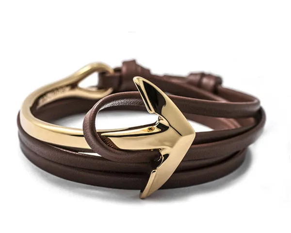 Anchor Bracelet Men Women Leather Wap Bracelets Half Bend Anchor Bangles Jewelry