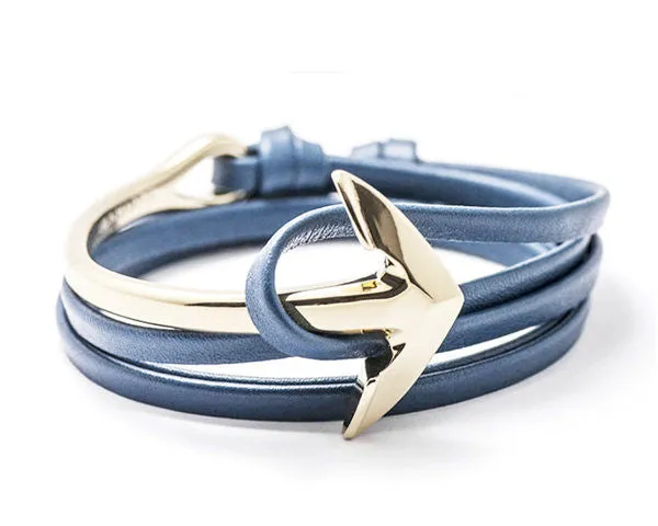 Anchor Bracelet Men Women Leather Wap Bracelets Half Bend Anchor Bangles Jewelry