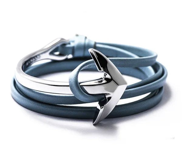 Anchor Bracelet Men Women Leather Wap Bracelets Half Bend Anchor Bangles Jewelry