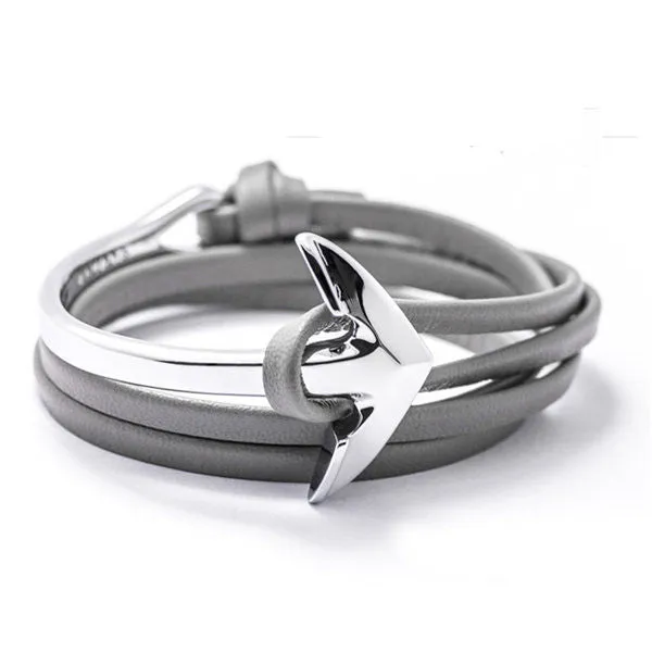 Anchor Bracelet Men Women Leather Wap Bracelets Half Bend Anchor Bangles Jewelry