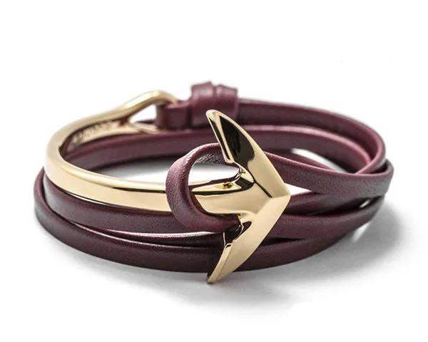 Anchor Bracelet Men Women Leather Wap Bracelets Half Bend Anchor Bangles Jewelry