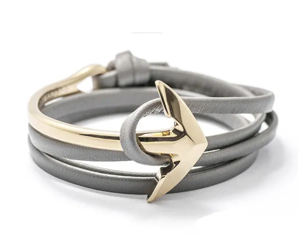 Anchor Bracelet Men Women Leather Wap Bracelets Half Bend Anchor Bangles Jewelry