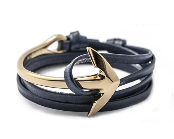 Anchor Bracelet Men Women Leather Wap Bracelets Half Bend Anchor Bangles Jewelry