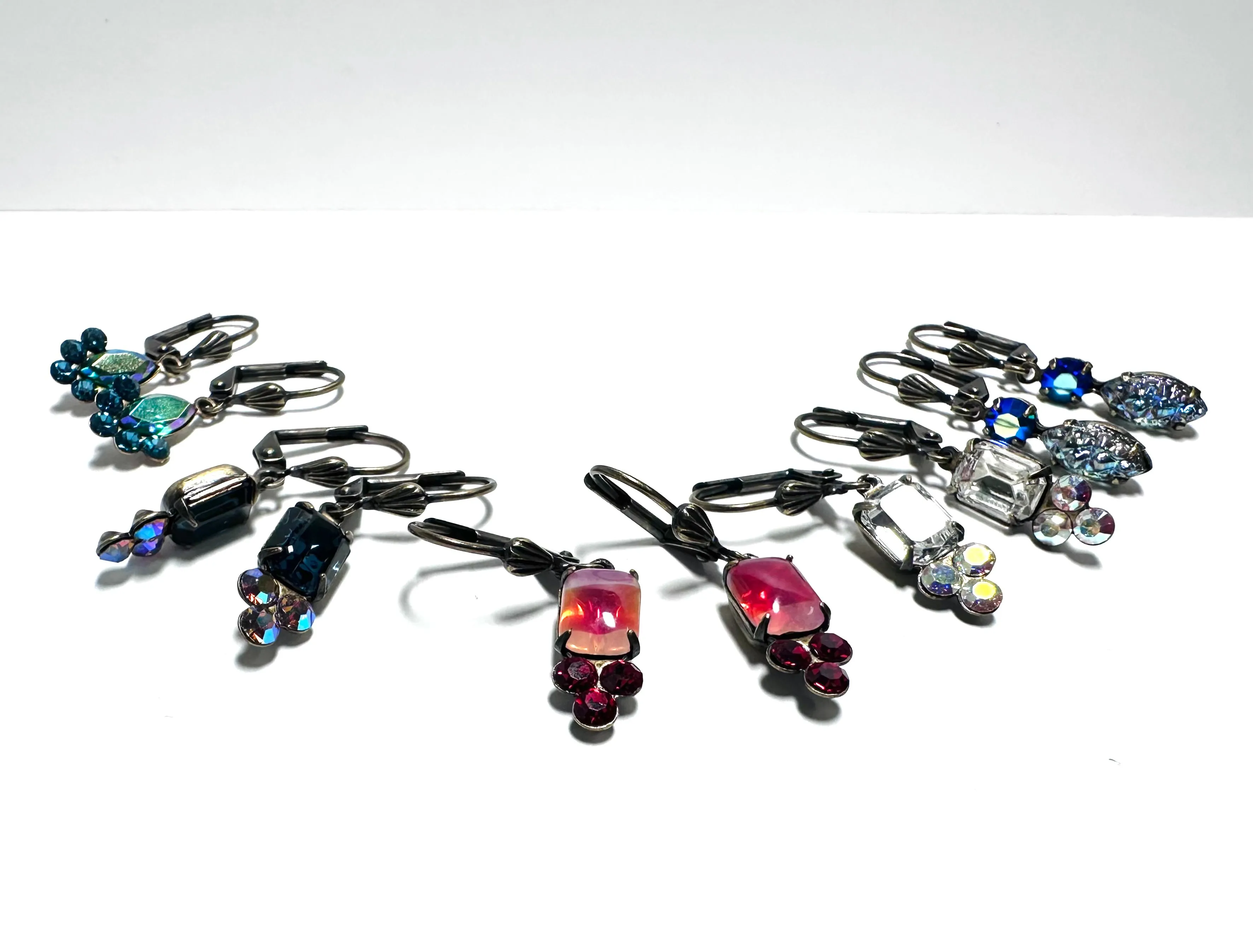 Antique Brass Crystal Dangle Earrings