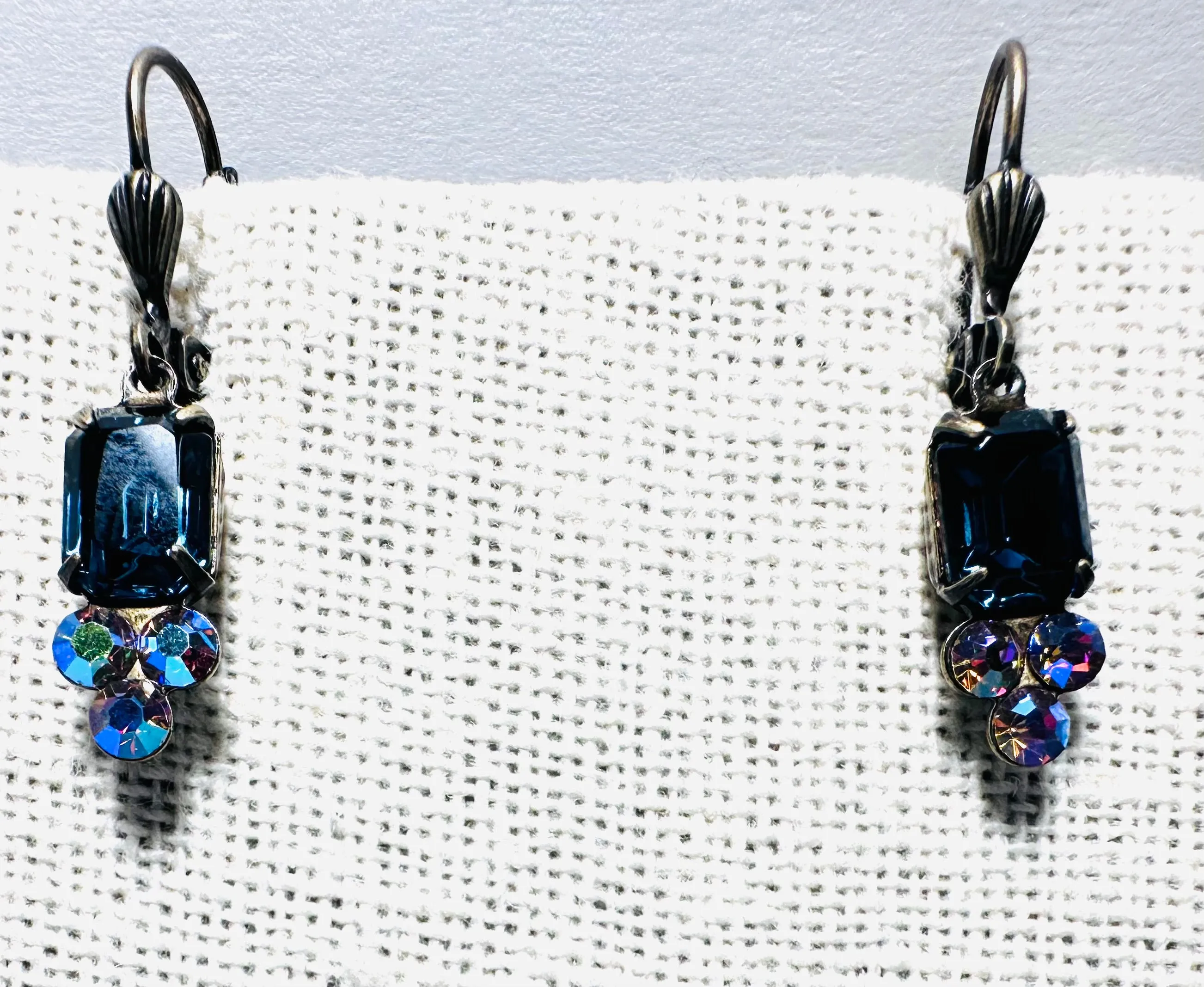 Antique Brass Crystal Dangle Earrings