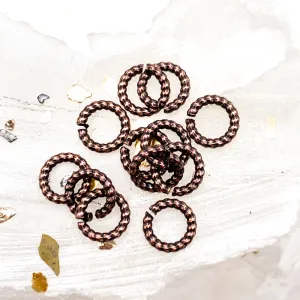 Antique Copper 6mm Textured Jump Rings - 12pcs