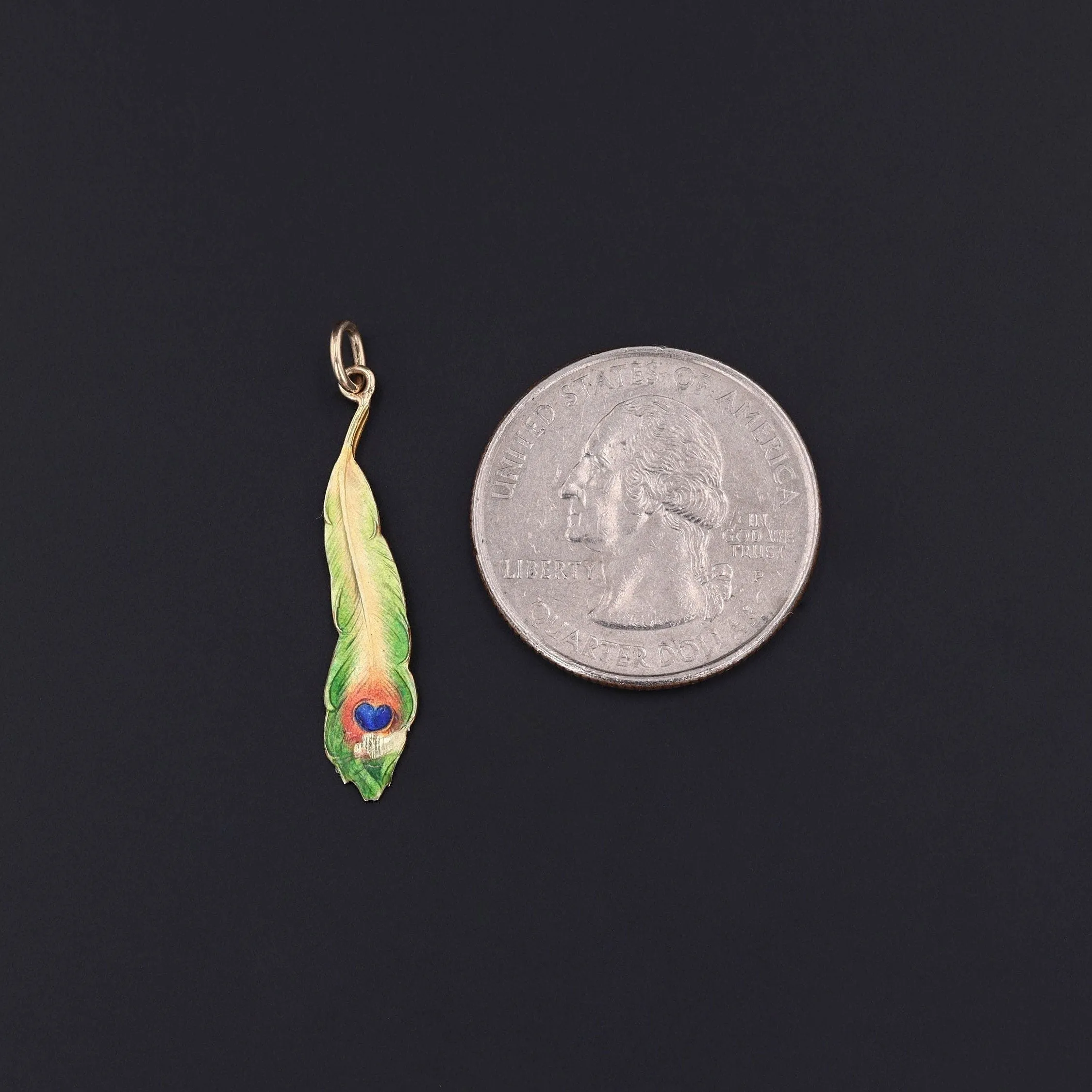 Antique Enamel Peacock Feather Conversion Pendant