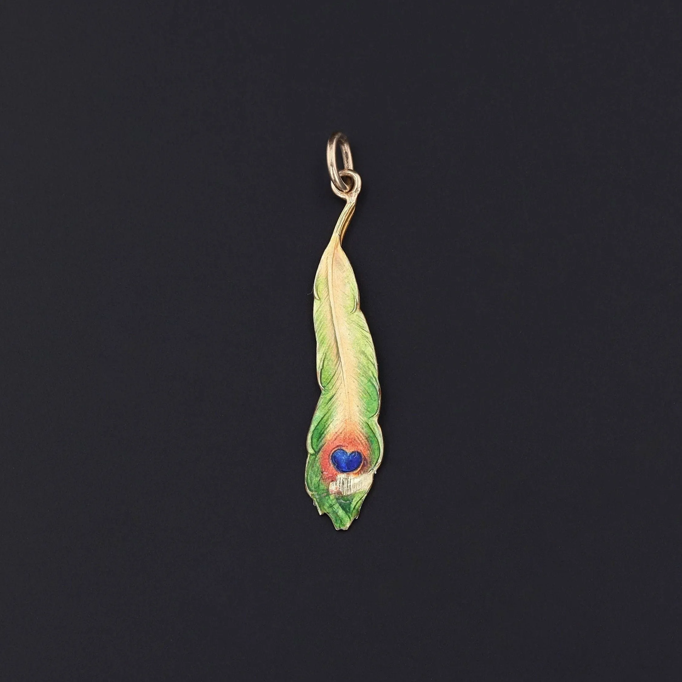 Antique Enamel Peacock Feather Conversion Pendant
