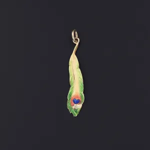 Antique Enamel Peacock Feather Conversion Pendant