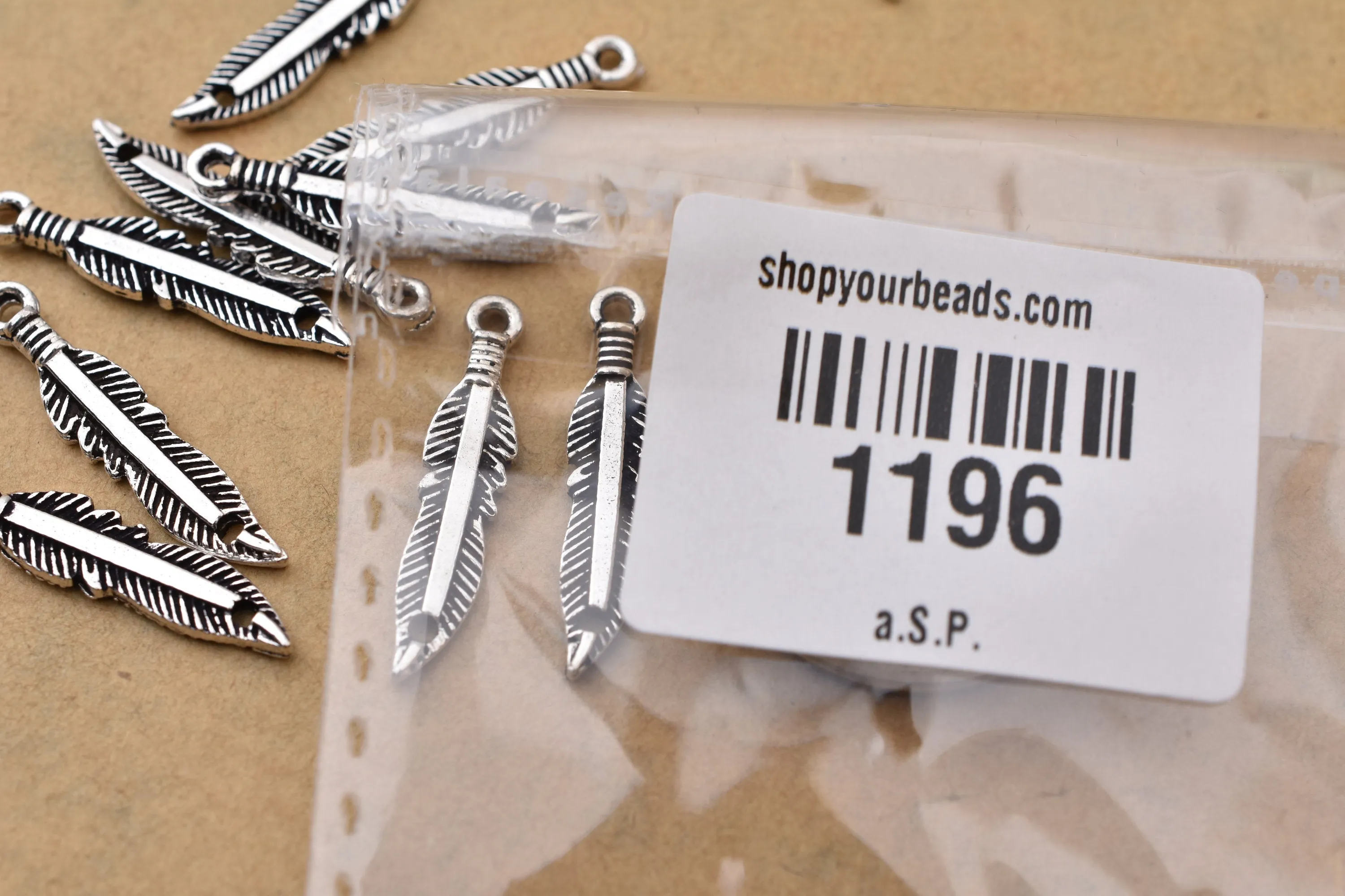 Antique Silver Plated Feather Charms - 25x5mm