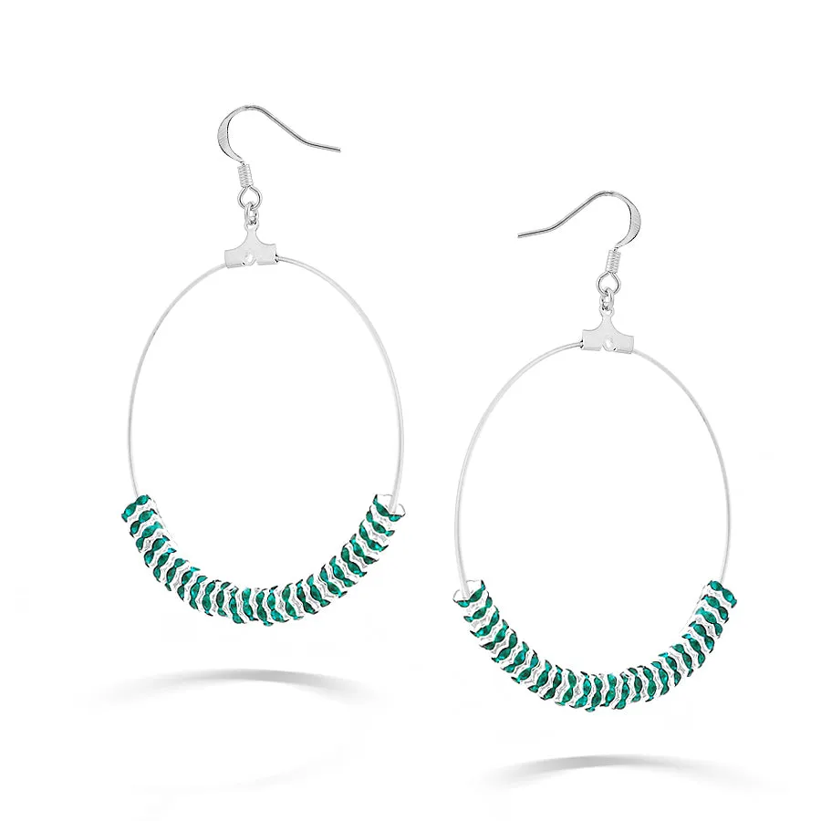 AQUA BLUE CRYSTAL EARRINGS #ER1325 SILVER BLUE (LG9)