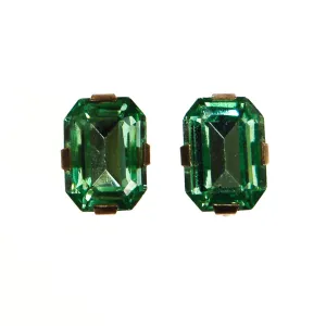 Art Deco Green Crystal Earrings set Sterling Silver