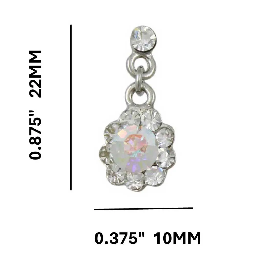 Aurora Borealis Crystal Flower Dangling Pierced Earring - REC761