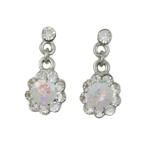 Aurora Borealis Crystal Flower Dangling Pierced Earring - REC761