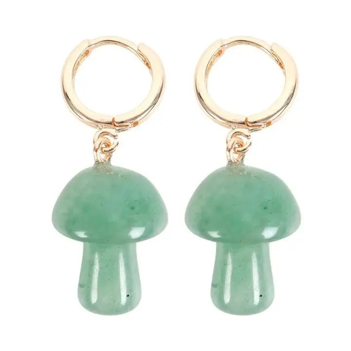 Aventurine Crystal Mushroom Earrings