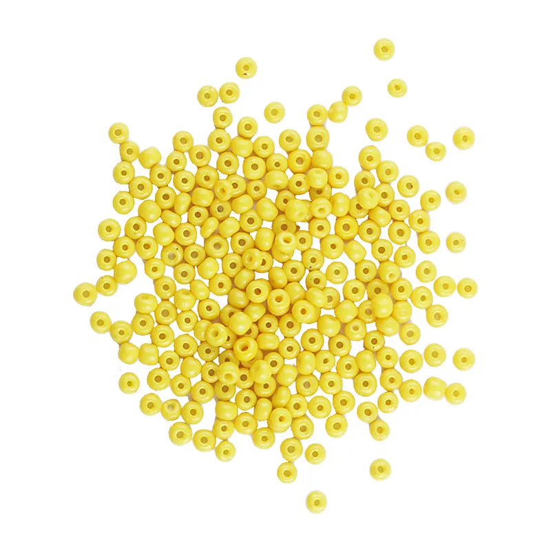 BEAD GLASS SEED 4MM SQSH RND YELLOW 25G