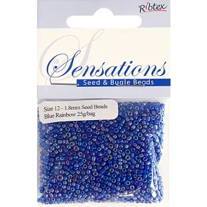 BEAD GLASS SEED BLUE RAINBOW 1.8MM 25G