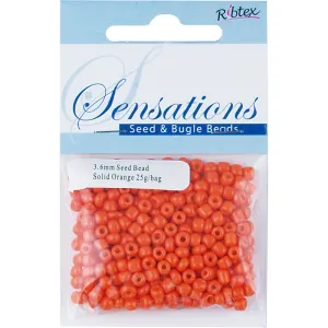 BEAD GLASS SEED SOLID ORANGE 3.6MM 25G