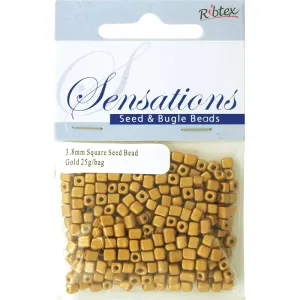 BEAD GLASS SEED SQUARE GOLD 3.8MM 25G