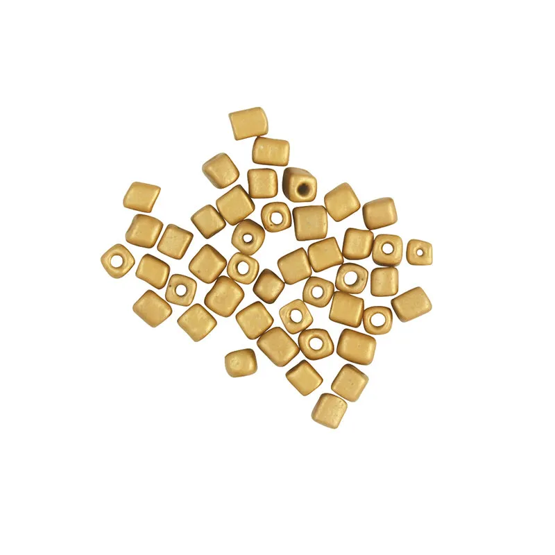 BEAD GLASS SEED SQUARE GOLD 3.8MM 25G