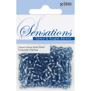 BEAD GLASS SEED TURQUOISE 3.6MM 25G