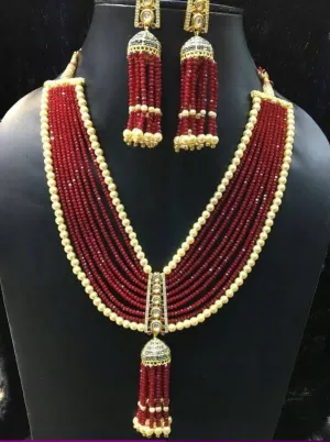 Beautiful Crystal Jewellery Complete Maroon color set # J3403