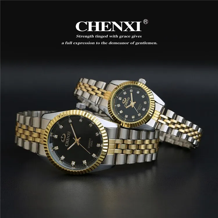 Best Couple New CHENXI Steel Band quartz watch men and women watches fashion lovers watches Women&#39;s dress watch free shipping