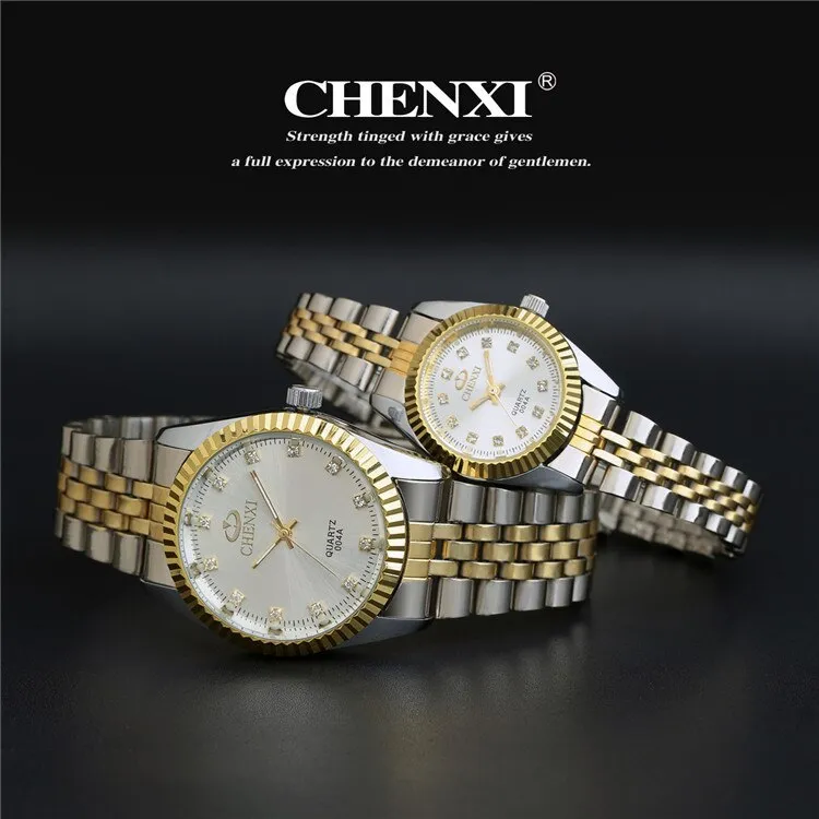 Best Couple New CHENXI Steel Band quartz watch men and women watches fashion lovers watches Women&#39;s dress watch free shipping