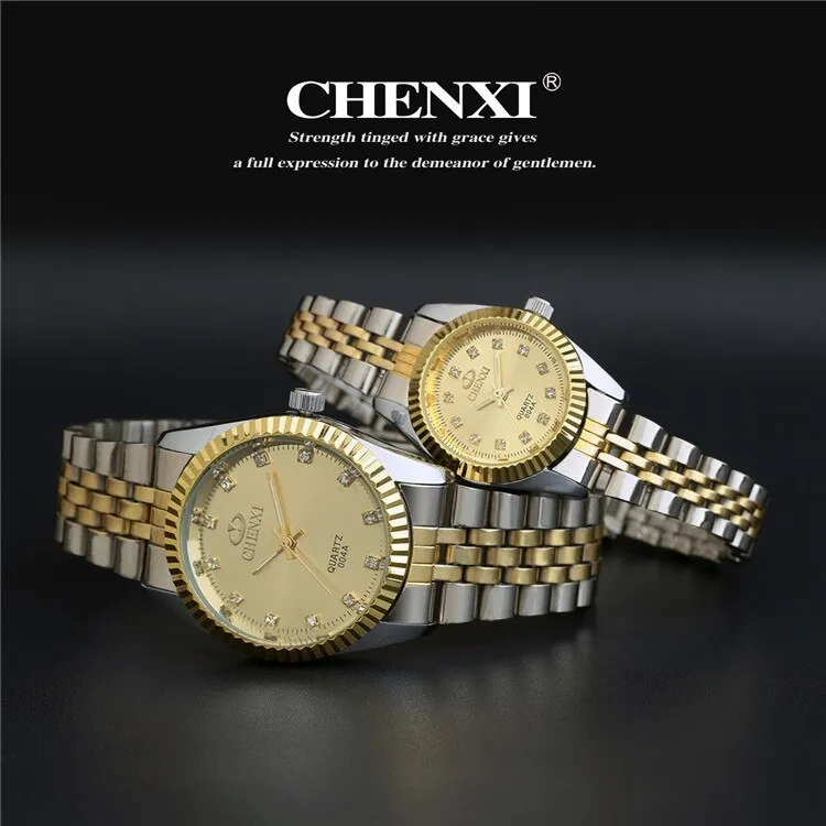 Best Couple New CHENXI Steel Band quartz watch men and women watches fashion lovers watches Women&#39;s dress watch free shipping
