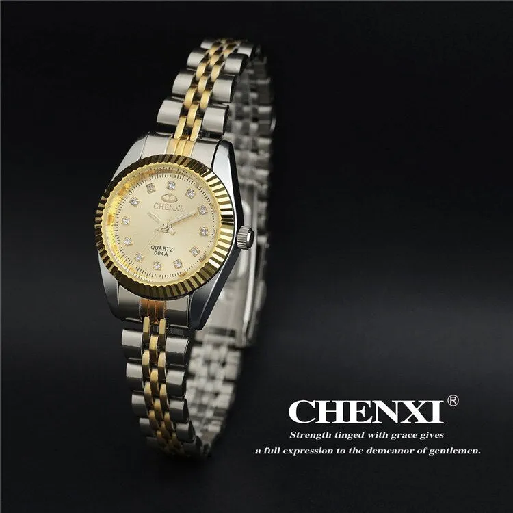 Best Couple New CHENXI Steel Band quartz watch men and women watches fashion lovers watches Women&#39;s dress watch free shipping