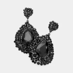 Big Jet Black Earrings | Black Pageant Chunky Earrings | H202-7