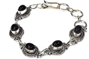 Black Agate & Rope Charm Design Bracelet