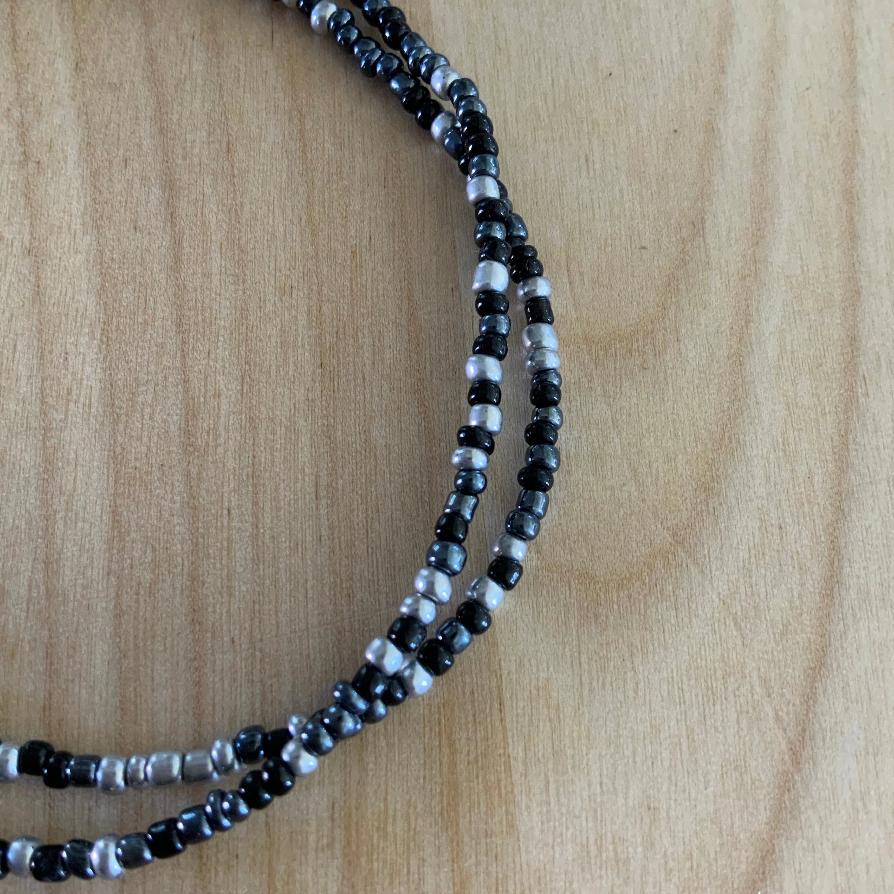 Black & Silver Seed Bead Necklace