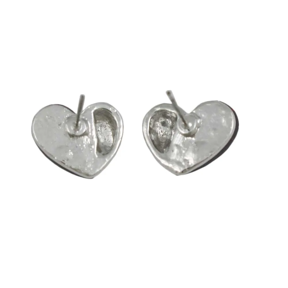 Black Crystal Heart Stud Pierced Earring - REC151