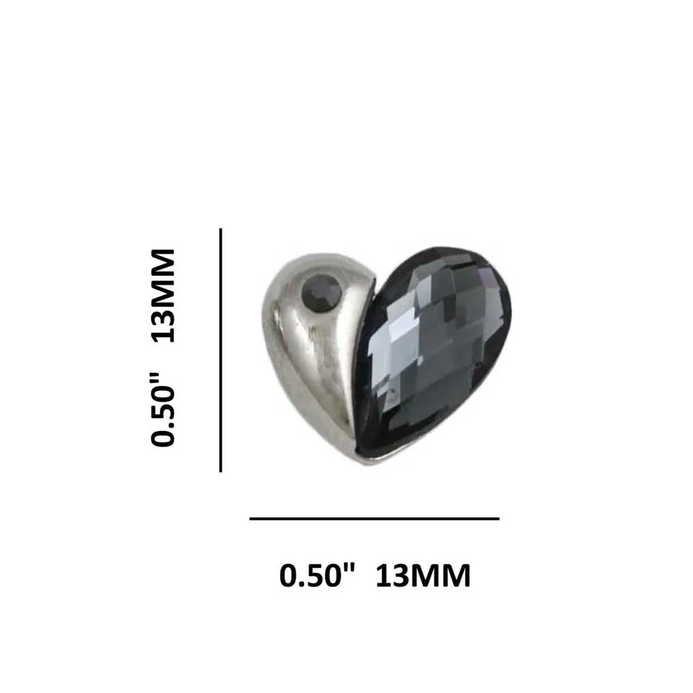 Black Crystal Heart Stud Pierced Earring - REC151