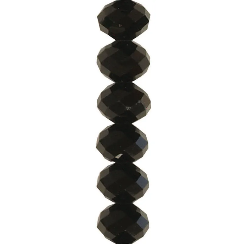 BLACK CRYSTAL SQUASHED FACETED BEAD  6MM