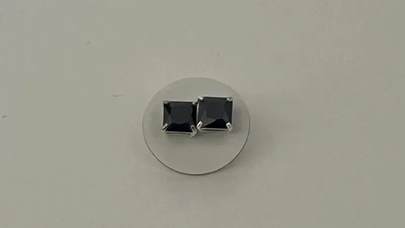 Black Crystal Studs - Sterling Silver